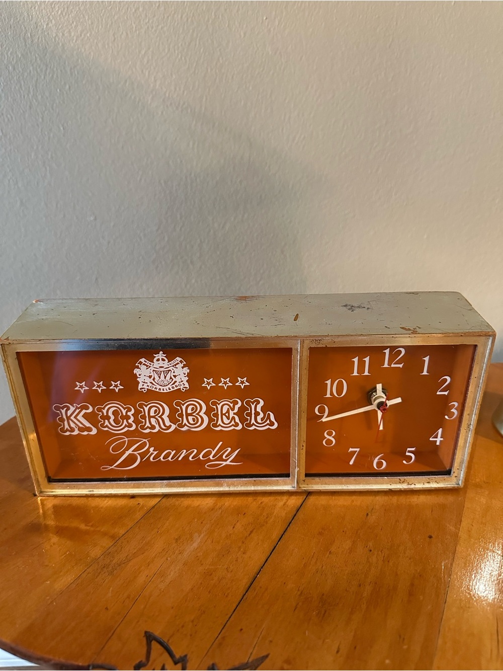 Vintage Korbel Brandy Advertising Clock Liquor Sign Collectible Works Man Cave
